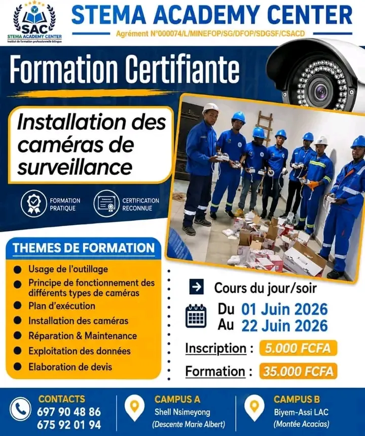 𝗙𝗢𝗥𝗠𝗔𝗧𝗜𝗢𝗡 𝗖𝗔𝗠𝗘𝗥𝗔𝗦 𝗦𝗨𝗥𝗩𝗘𝗜𝗟𝗟𝗔𝗡𝗖𝗘 ! 📹 du 01 au 22 juin 2026.
